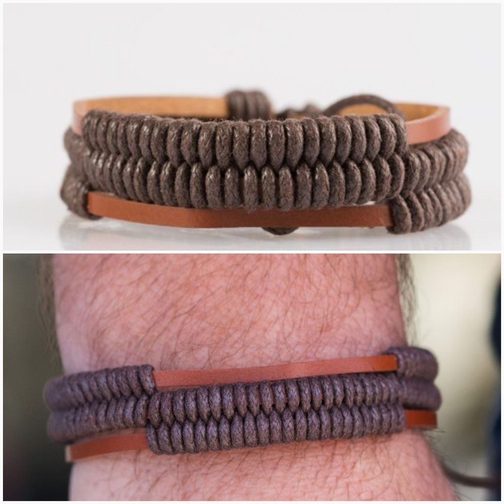 TRAIL RAGE BROWN PULL CORD BRACELET